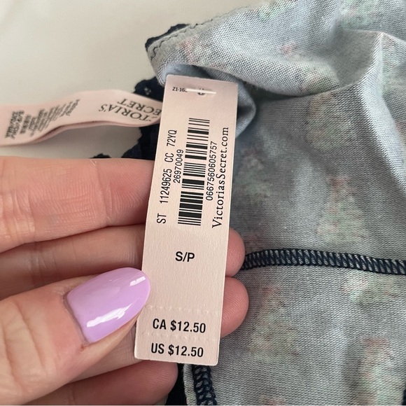 2 Victorias Secret VS NWT G V String Panty Teal Navy Blue Christmas Underwear S - Picture 7 of 11